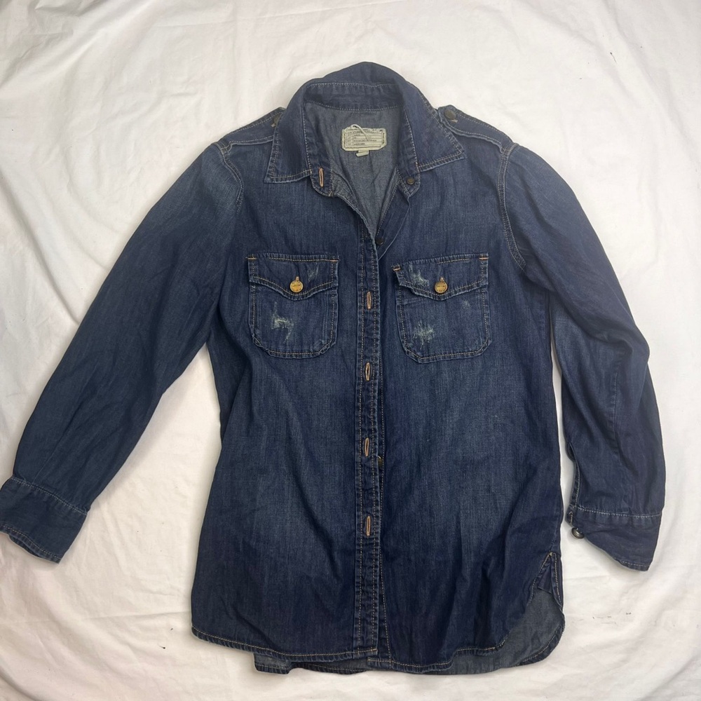 Current Elliot Jean Shirt Sz 0 Button Down Denim Women's Shirt A030724